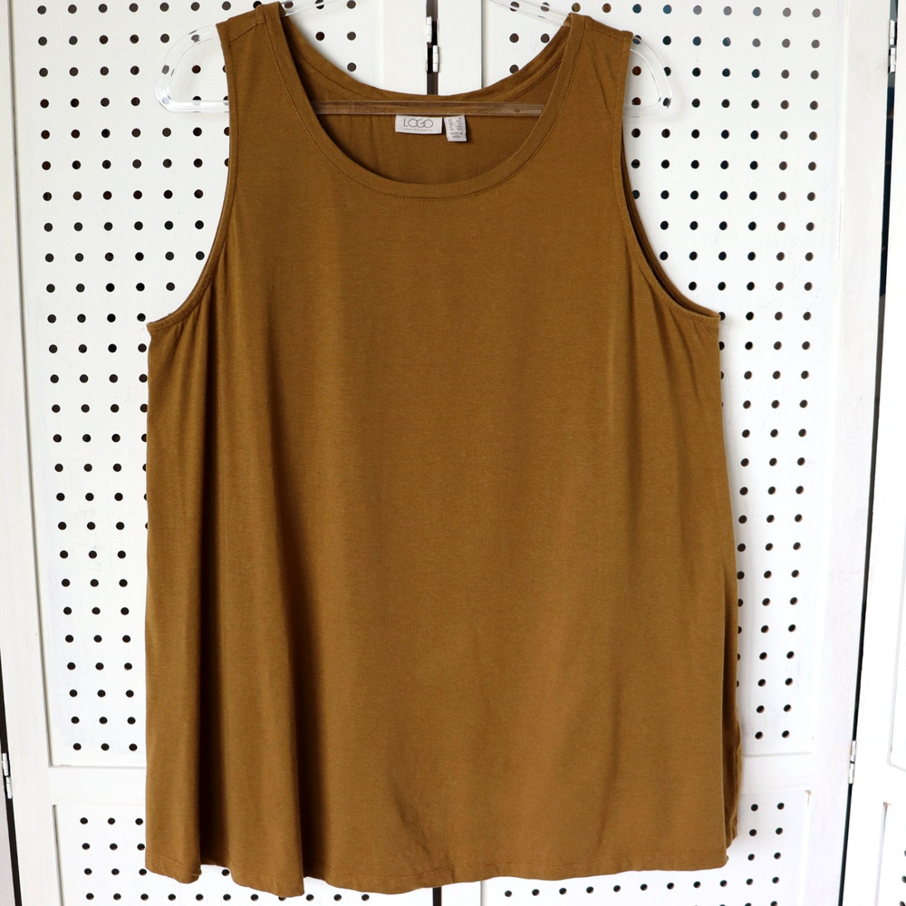 LOGO Lori Goldstein Womens SIZE 1X Brown Tank Top